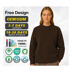 Fabricante de Suéteres, Venta al Por Mayor Personalizada, Suéter Casual de Cuello Redondo, Color Liso, de Algodón y Lana, Tejido, para Mujer, con Botones, para Invierno - Product Image 1