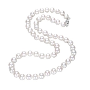 Collar de perlas redondas cultivadas en agua dulce, simple, blanco, grado AA +, 7-8mm - Product Image 1