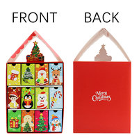 Boîtes cadeaux calendrier de l'Avent vide à 12 tiroirs en forme de maison de Noël, emballage en carton recyclé pour bonbons, chocolats et jouets
