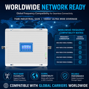 Repetidor de Señal de Teléfono Celular 900 1800 2100 2600MHz, <span class=keywords><strong>Amplificador</strong></span> de Señal de Red 2G 3G 4G, Potenciador de Señal de Teléfono Móvil con <span class=keywords><strong>Cobertura</strong></span> de 200-800 m² - Product Image 2