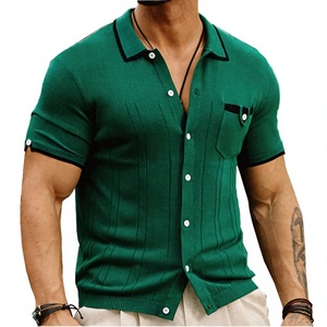 Chemise décontractée pour homme en viscose tissée vintage à manches courtes avec col et poche - Product Image 2