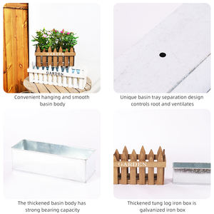 Revolumini Vintage <span class=keywords><strong>Pot</strong></span> de fleurs <span class=keywords><strong>en</strong></span> bois <span class=keywords><strong>Pot</strong></span> de jardin <span class=keywords><strong>Pot</strong></span> de plante jardinière fleur verte couleur de sol petits Kits Type de clôture - Product Image 2