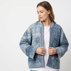 New Arrival Women's Cotton Designer <b>Kantha</b> <b>Jacket</b> Multi Color Ethnic Style Open Closure Handmade Vintage Eco-Friendly Reversible - Product Image 1