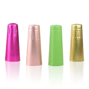 Customize Pvc Aluminum Foil Heat Shrink Caps Seal For Champagne Wine Liquor Bottle Cap Shrink Wrap With Tear Stripe