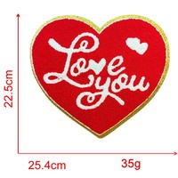 Patch brodé en forme de cœur de grande taille pour la Saint-Valentin, lettres en chenille, motifs floraux, patchs d'amour pour vêtements ou sacs