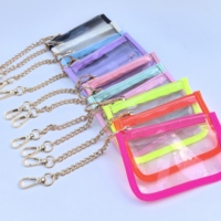 Dompet Mini Lucu 10 Warna Grosir Pabrik, Tempat Kartu untuk Anak Laki-laki dan Perempuan, Warna Jelly Cerah, Dompet Koin PVC Vinyl Transparan dengan Gantungan Kunci