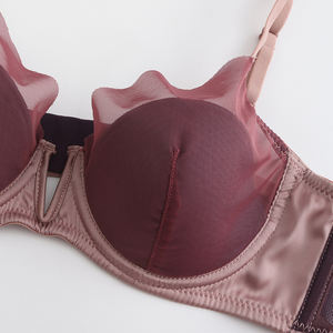 Ensemble de lingerie sexy pour femmes, soutien-gorge <span class=keywords><strong>en</strong></span> maille respirant à armatures push-up et culotte, soutien-gorge fin à bonnets 3/4 pour petites poitrines - Product Image 5