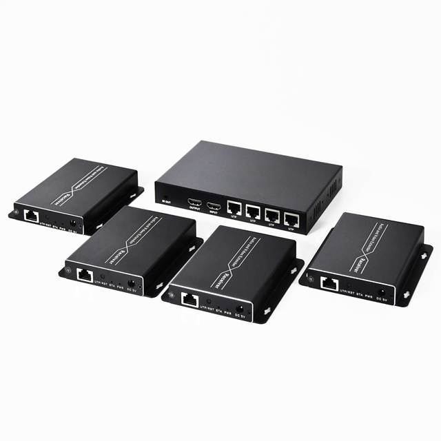 150M 1x4 HDMI Splitter Extender 1080P60 Over Cat6 Cable HD 1 in 4 Out 1 Transmitter to 4 Receivers