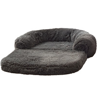 Lit pour animaux de compagnie pliable 2-en-1 de luxe, canapé pour chien en velours pelucheux premium, avec mousse haute densité, amovible et lavable, pour chiens et chats