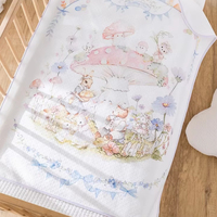 Katun bayi baru lahir, dapat dicuci antidebu tungau pola kartun gaya Eropa multifungsi 80x100cm 200TC
