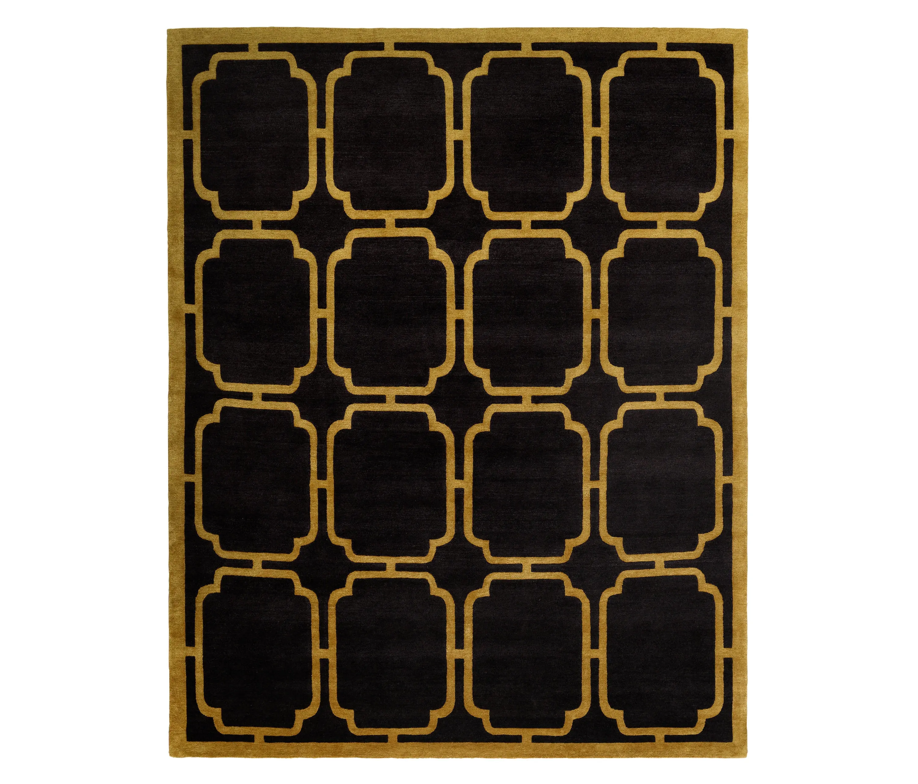 Light Luxury Black Gold Design Wool Viscose Rug Affordable Carpet