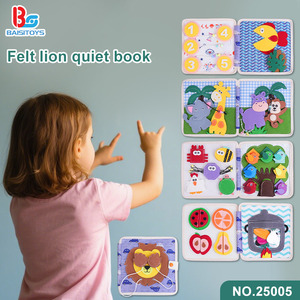 Filzbuch Sensorisches Spielzeug Stoff bücher Aktivitäten Beschäftigtes Brett Montessori Spielzeug Löwe Ruhiges Buch für Kleinkinder - Product Image 2