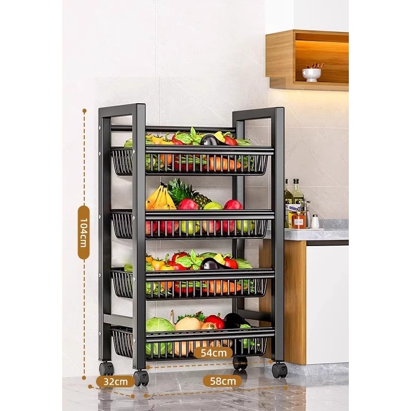 Nero 4 strati-lunghezza 58 cm-4 cestini