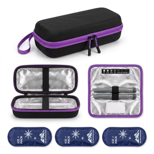 Estuche de Viaje para Insulina, Personalizado, de PU y EVA, Rígido, Aislado, Portátil, Bolsa de Almacenamiento para Suministros de Diabetes, con 3 Bolsas de Gel Refrigerante, Moderno - Product Image 1