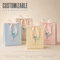Sac cadeau pour fête prénuptiale avec ruban rose et imprimé floral pour emballage de cadeaux de mariage, logo personnalisé, fournisseur en gros