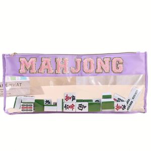 Nueva Bolsa de Mahjong Moderna y Elegante con Letras Bordadas, Diseño de Lujo, Material de PVC Duradero, Transpirable e Impermeable - Product Image 5