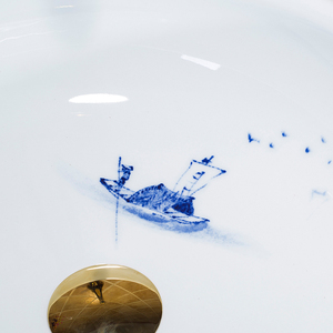 Lavabo de Cerámica Antiguo Hecho a Mano con Diseño de Flor de Ciruelo Pintado a Mano en China - Product Image 5