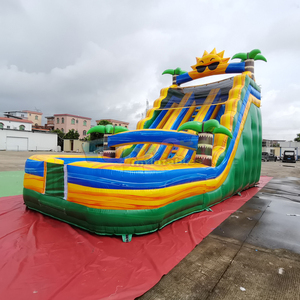 Double sided outdoor large bounce <b>house</b> commercial tobogan acuatico hinchable <b>inflatable</b> tropical water slide with pool - Product Image 5