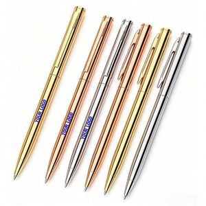 Metal Slim Plating <b>Gold</b> Ballpoint <b>Pen</b> UV Printing Portable Design for Office Promotion Hotel Giveaway Gifts Custom Logo - Product Image 1