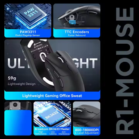 Souris de jeu sans fil Attack Shark R1 18K DPI PAW3311 capteur optique ultraléger 3 modèles