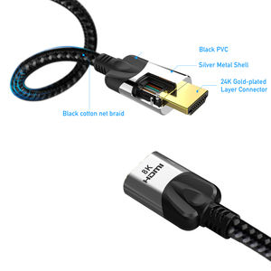 VCOM سلك تمديد من الذكور إلى الإناث من القطن الأسود مضفر 48 جيجابايت 8K 60Hz 4K Hz Hz كابل HDTV - Product Image 3