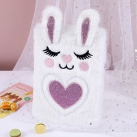 Lindo conejito de dibujos animados para niños, cuaderno secreto esponjoso de felpa, niña, estudiante, portátil, Mini bolsillo, pequeño diario, libro