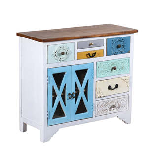 Cómoda de 6 cajones estilo rústico con diseño de puerta de granero y herrajes metálicos para dormitorio - Product Image 3