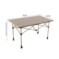 Table de camping pliable légère et réglable en acier à haute teneur en carbone, 4 places, design relevable et enroulable pour pique-nique, barbecue, extérieur et usage domestique