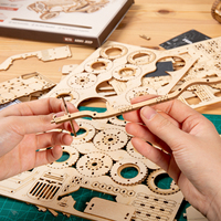 Usine de jouets chinoise Robotime Rokr MC501, modèle de train mécanique, puzzles en bois 3D pour adultes