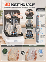 Nettoyeur-sécheur de biberons électrique compact en acier inoxydable SUS 304, lavage vapeur intelligent, stockage 24h pour accessoires d'alimentation, couvercles, tétines, joints en silicone