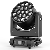 Projecteur à tête mobile 19*15W Bee Eyes avec zoom, faisceau, wash LED RGBW 4-en-1, éclairage DMX512 avec effets d'anneau RGB pour scène