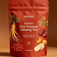 Thé aux cinq trésors de ginseng certifié OEM/ODM, mélange d'herbes séchées naturelles, soutien digestif et énergétique, boisson quotidienne pour adultes