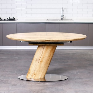 <span class=keywords><strong>Table</strong></span> de salle à manger rectangulaire multifonctionnelle moderne d'intérieur extensible Panneau de bois ovale Design contemporain pour hôtel - Product Image 2