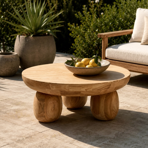 Mid-Century Solid Teak Coffee <b>Table</b> Handmade Jepara Wood Organic Living Room Furniture Natural Accent Outdoor Hotel Furniture - Product Image 1