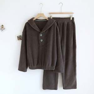 WANBAO PJ-1418 Women's Winter Flannel <b>Fleece</b>-Lined Elastic Waist 2-Piece <b>Pajamas</b> Breathable Soft Solid Sleepwear Home Wear - Product Image 6