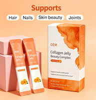 Collagen Jelly Beauty Complex - 1000mg de peptides de collagène avec vitamine C pour la peau et les cheveux, saveur orange douce, 10 sachets