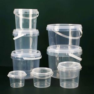 Custom Logo300ML/500ML/1L/2L/3L/<b>5L</b> Rotundity Clear PP Recyclable Eco-Friendly Food Grade Plastic Bucket Liquid <b>Water</b> Storage - Product Image 3