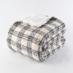 <span class=keywords><strong>Plaid</strong></span> réversible en <span class=keywords><strong>sherpa</strong></span> bouclé à carreaux Buffalo gris <span class=keywords><strong>beige</strong></span>, double face, chaud et douillet, en polaire Teddy - Product Image 1