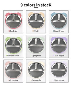 Assiette d'alimentation pour bébé en acier inoxydable 304, silicone, ronde, trois compartiments, sans BPA, résistante au micro-ondes, isolation thermique, antidérapante - Product Image 6