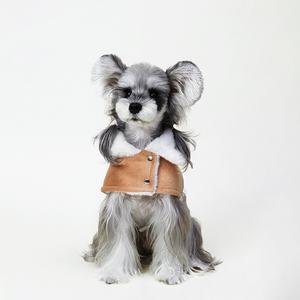 पालतू सामान कुत्ते चलने वाले कोट्स बकल पालतू जानवरों के कपड़े वितरक कस्टम भूरे रंग के ऊन कुत्ते जैकेट कपड़े - Product Image 1