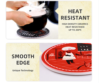 Sous-plats et dessous-de-plat en céramique personnalisés OEM pour table de cuisine, tapis de table à manger avec base en liège résistante à la chaleur