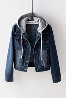 Vêtement de mode décontracté en gros 2024, veste à capuche, jeans, manteau en denim pour femmes, veste en jean de haute qualité, grande taille, vintage, longue, en coton, en laine