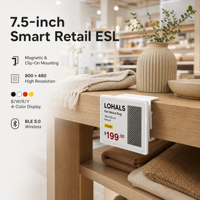Label Rak Elektronik 7.5 Inci 4-Warna BWRY BLE 5.0 800x480 E-Paper Label Harga Digital dengan Klip Magnetik untuk Toko Furnitur