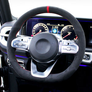 Accesorios Interiores para Automóviles, Cubierta de <span class=keywords><strong>Volante</strong></span> de Cuero Rojo con Detalles Negros, 38 cm de Diámetro, 3 Radios, de Lujo - Product Image 4