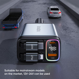 <span class=keywords><strong>VIDVIE</strong></span> ที่ชาร์จโทรศัพท์ในรถยนต์ 4 in 1 ชาร์จเร็ว 60W พร้อมหน้าจอ LED และสายชาร์จแบบยืดหดได้สองเส้น - Product Image 6