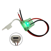 Connecteur femelle Type-C 2P à clipser, moulé par injection, étanche, transparent, pour lampe de bureau, port de charge rectangulaire