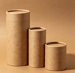 Multi-Size Custom Recyclable Kraft Paper Tube with Embossing for Daily Dry Snack Packaging - Product Image 2