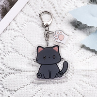 Porte-clés personnalisés en acrylique transparent avec logo patte de chat de dessin animé, breloques et anneaux porte-clés en plastique sur mesure pour anime