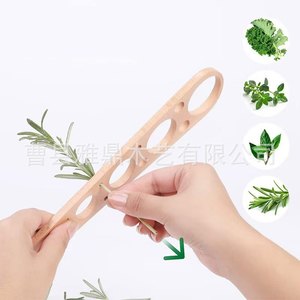 Outil de mesure pour pâtes en bois massif, éplucheur d'herbes aromatiques en bois, outil de cuisine à pousser et tirer pour la cuisson et la pâtisserie - Product Image 4