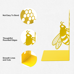 Sujetalibros de Metal con Diseño de Abeja y Panal de Abeja, Decoración para Escritorio de Oficina con Color y Tamaño Personalizables - Product Image 3
